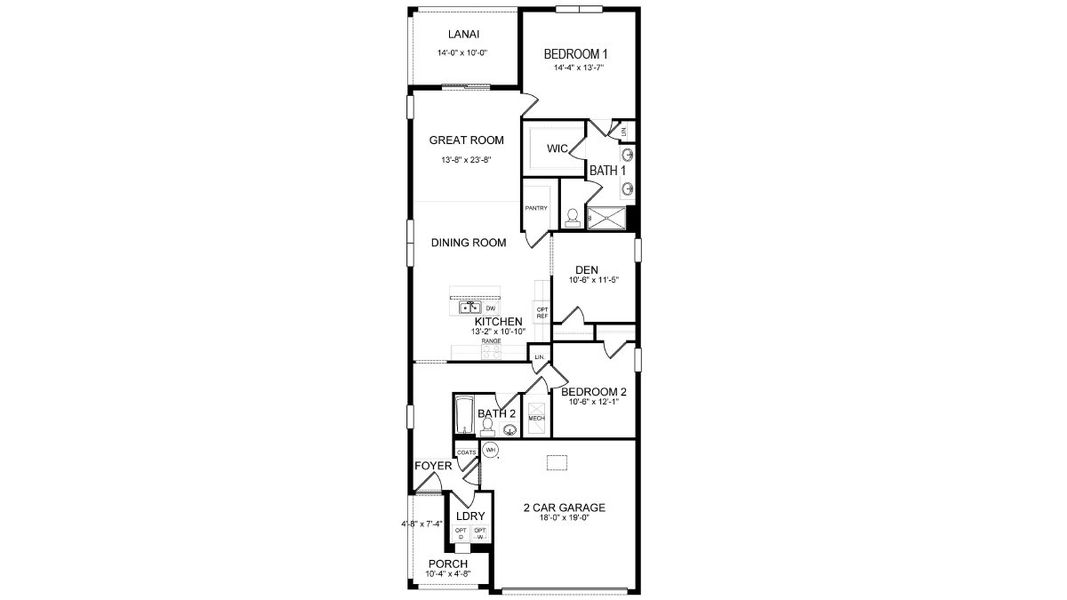 2D floor plan layout of this home in Coral Bay - Express & Tradition, North Fort Myers, FL (Image 3).