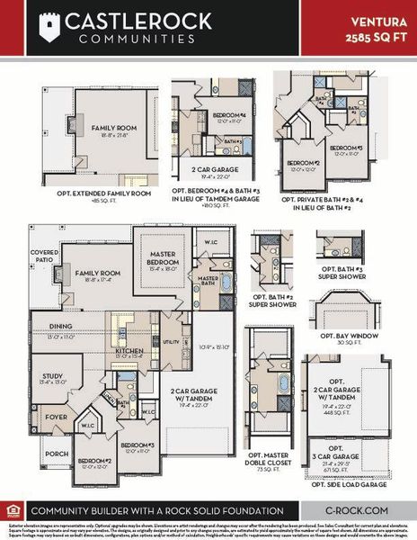 2D floor plan layout for the Ventura by CastleRock Communities in Horizon Lakes, McLendon-Chisholm, TX (Image 4).