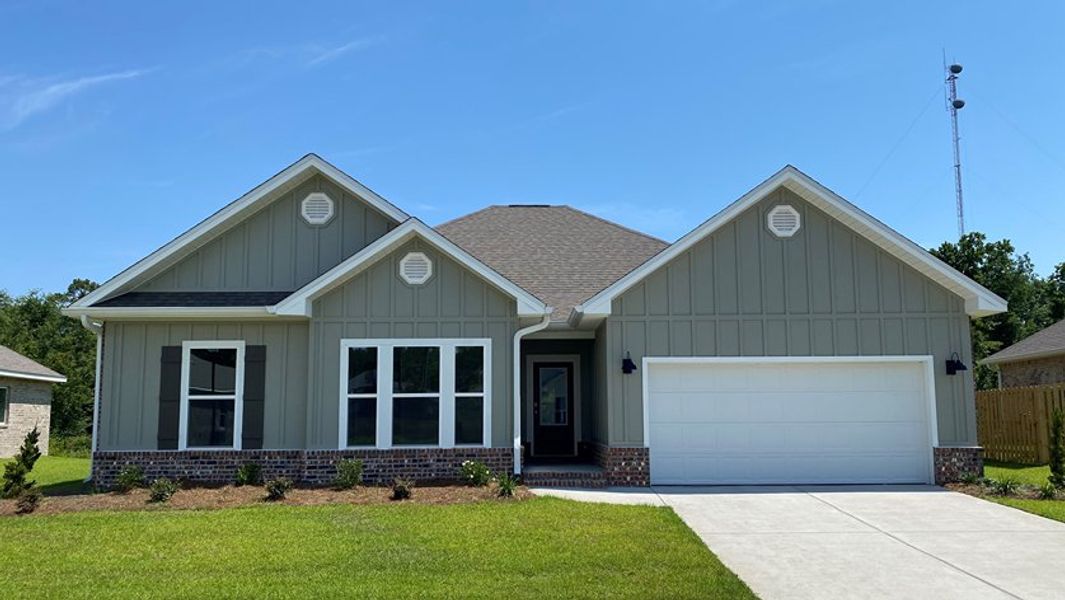 Representative exterior photo of a completed home built from the Jasmine by D.R. Horton in Palm Ridge, Guyton, GA (Image 1). Representative exterior photo of a completed home built from the Jasmine by D.R. Horton in Palm Ridge, Guyton, GA (Image 1).
