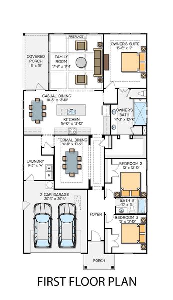 2D floor plan layout for the Muirfield by Greybrook Homes in Shepherds Trace, Clover, SC (Image 6).
