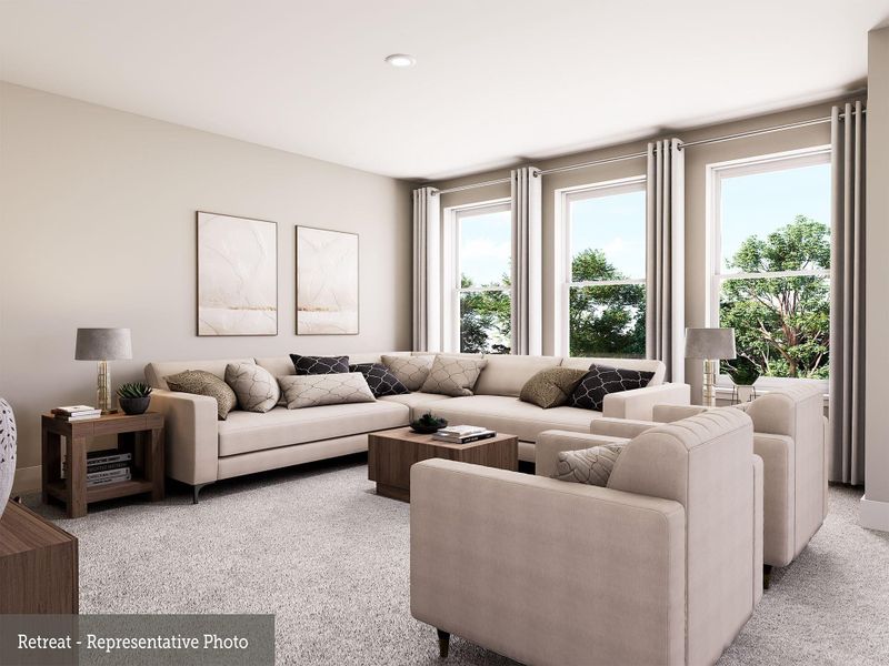 Furnished interior view inside a new home in Easthaven at Bridgeland Central - Horizon Collection, Cypress (Image 9).
