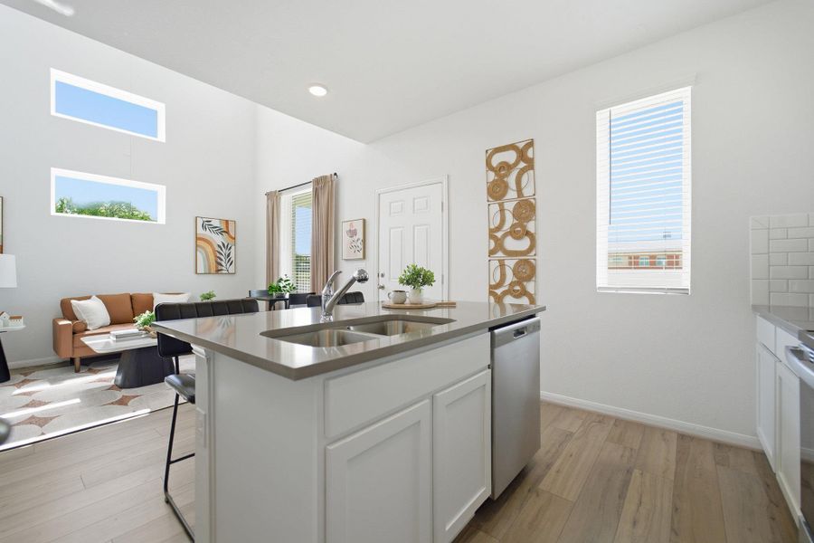 Furnished interior view inside a new home in Municipal Drive Townhomes, Leander (Image 9). Furnished interior view inside a new home in Municipal Drive Townhomes, Leander (Image 9).