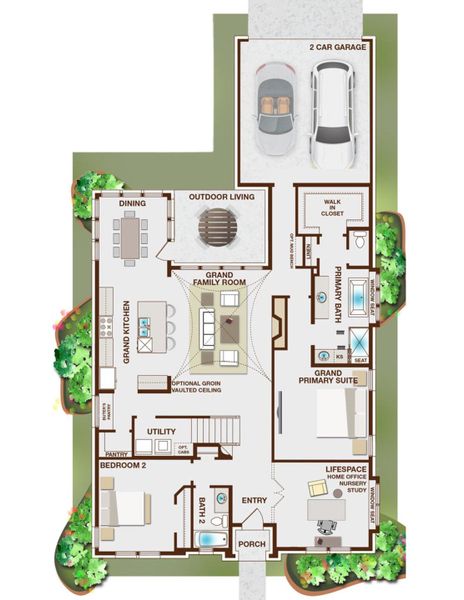 2D floor plan layout for the Royal Whitehall II by Grand Homes in Prairie Ridge, Venus, TX (Image 4).