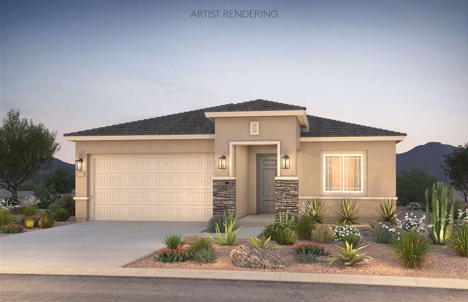 Representative exterior photo of a completed home built from the Barletta by Pulte Homes in Jorde Farms, Queen Creek, AZ (Image 15).