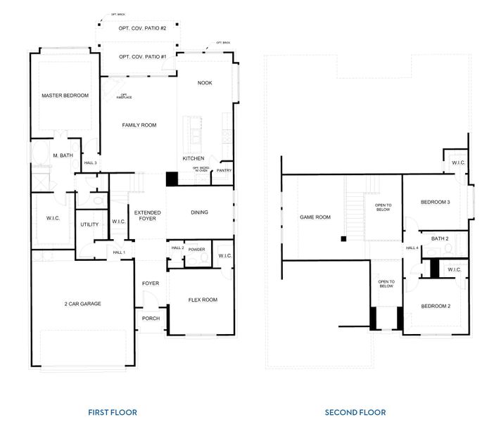 2D floor plan layout for the Concept 2492 by Risewell Homes in Silo Mills - Select Series, Joshua, TX (Image 4).