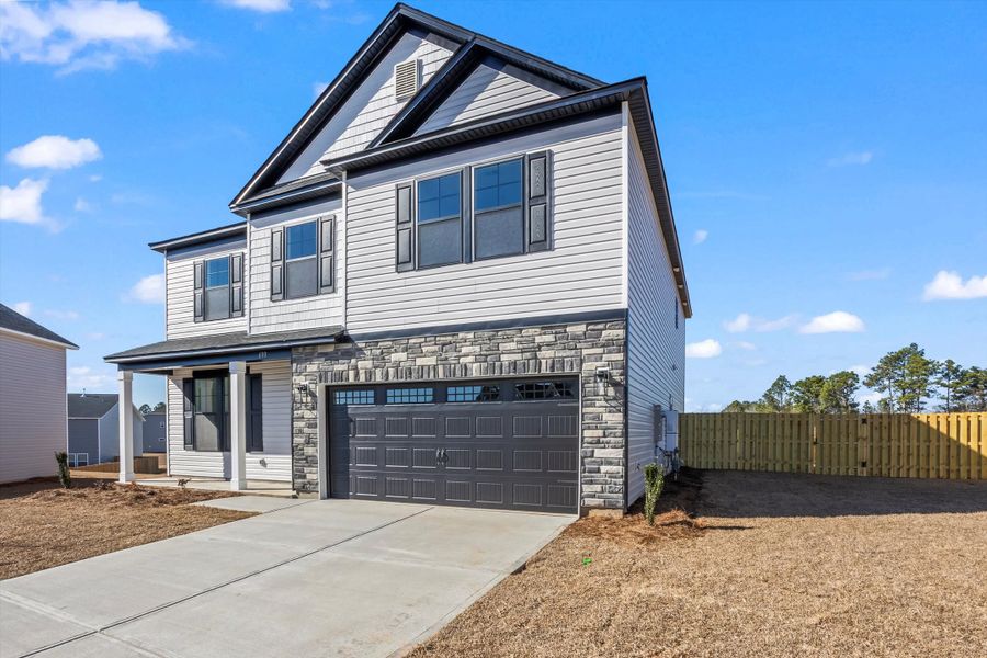 Front exterior of a new home in Portrait Hills, Aiken, SC, highlighting curb appeal (Image 16).