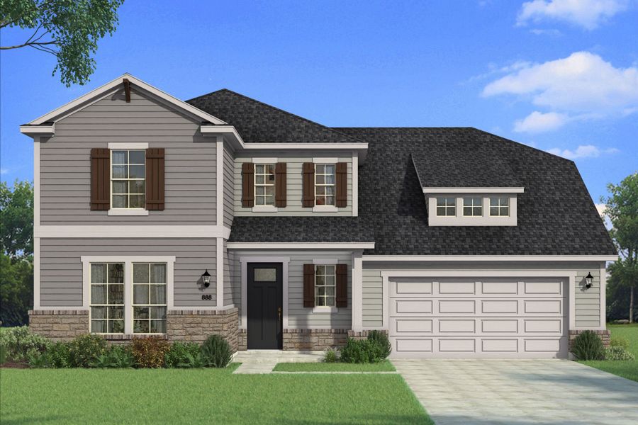 Representative exterior photo of a completed home built from the Bellagio by Mattamy Homes in Creekside of Crowley, Crowley, TX (Image 2). Representative exterior photo of a completed home built from the Bellagio by Mattamy Homes in Creekside of Crowley, Crowley, TX (Image 2).