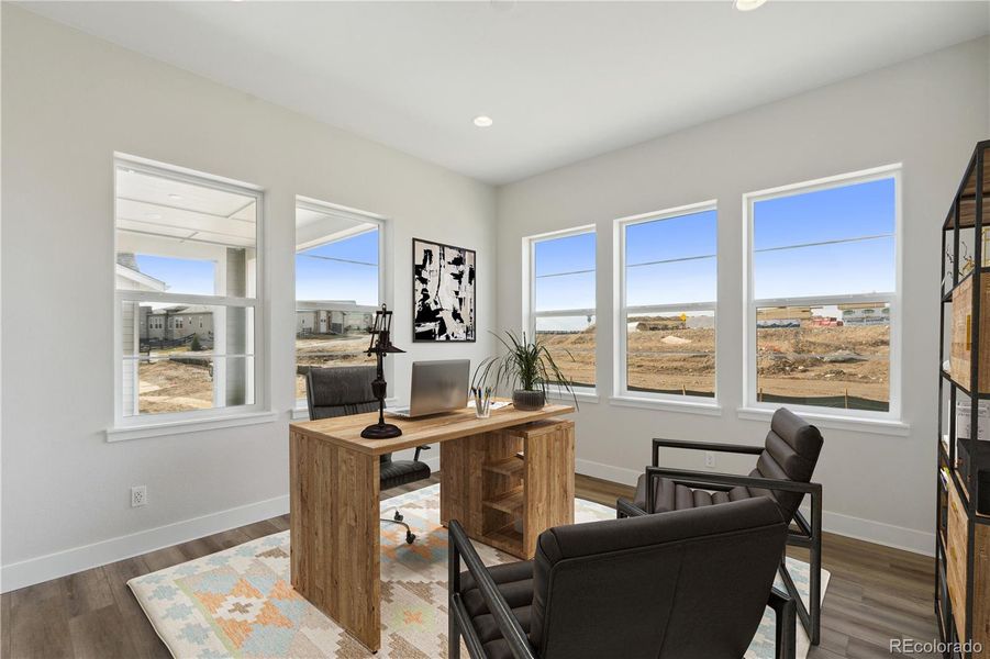 Furnished interior view inside a new home in Retreat at The Canyons, Castle Pines (Image 4). Furnished interior view inside a new home in Retreat at The Canyons, Castle Pines (Image 4).