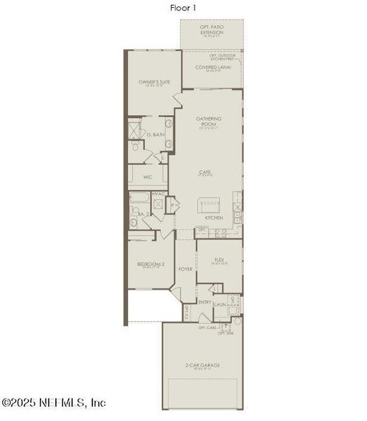 2D floor plan layout of this home in Del Webb Wildlight, Yulee, FL (Image 3).