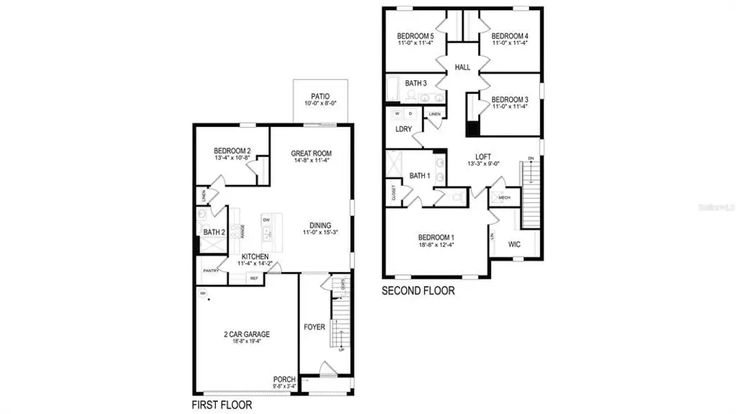 2D floor plan layout of this home in Angeline, Land O' Lakes, FL (Image 2). 2D floor plan layout of this home in Angeline, Land O' Lakes, FL (Image 2).
