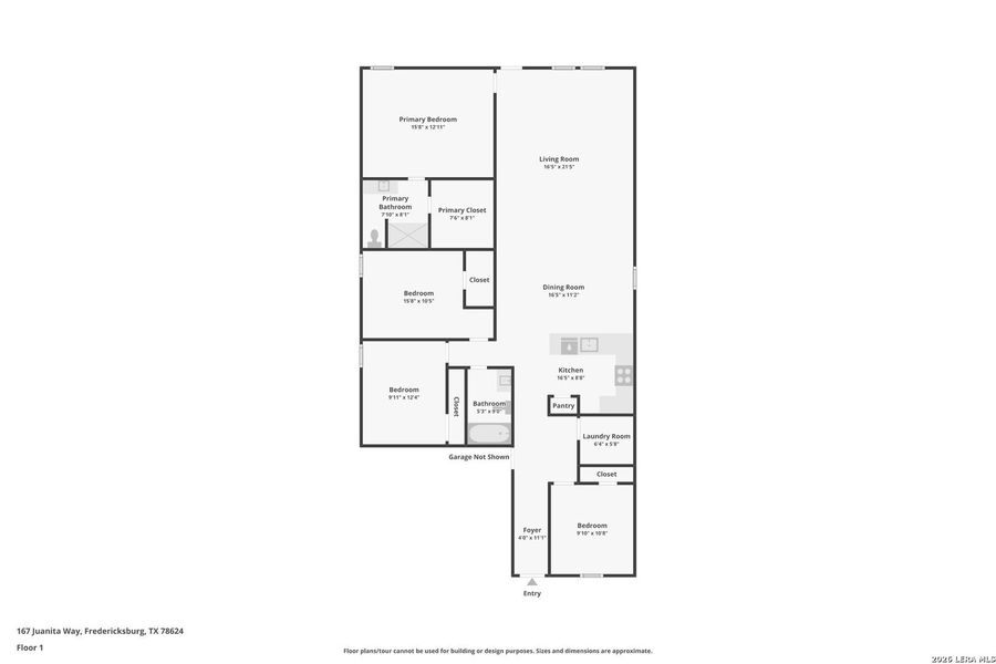 2D floor plan layout of this home in Friendship Oaks, Fredericksburg, TX (Image 4).