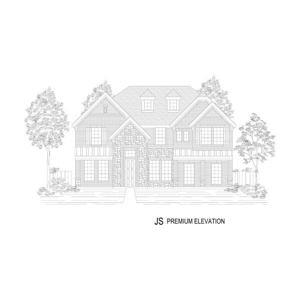 Representative rendering of the exterior for the Hillcrest 45 2R-CW (w/Media) by First Texas Homes (Image 13).