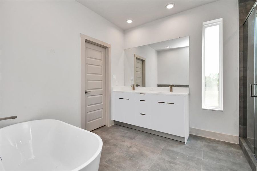 Primary Bedroom Bathroom with Quartz Countertops