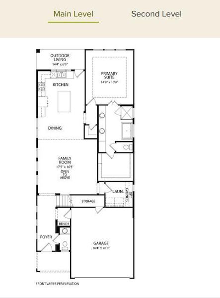 2D floor plan layout of this home in Rough Hollow The District, Lakeway, TX (Image 3).