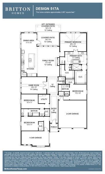 2D floor plan layout for the 517A by Britton Homes in StarView, Prosper, TX (Image 3).