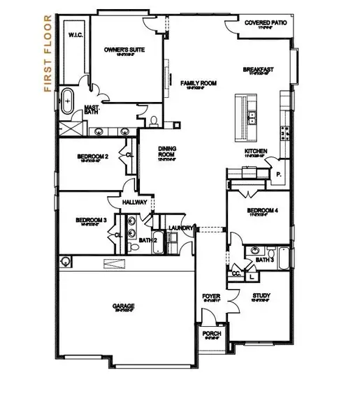 2D floor plan layout of this home in Heritage Oaks, Killeen, TX (Image 3).