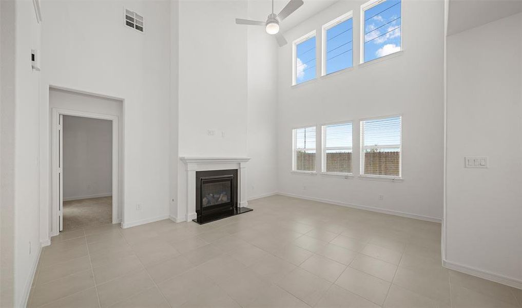 Cozy fireplace in great room