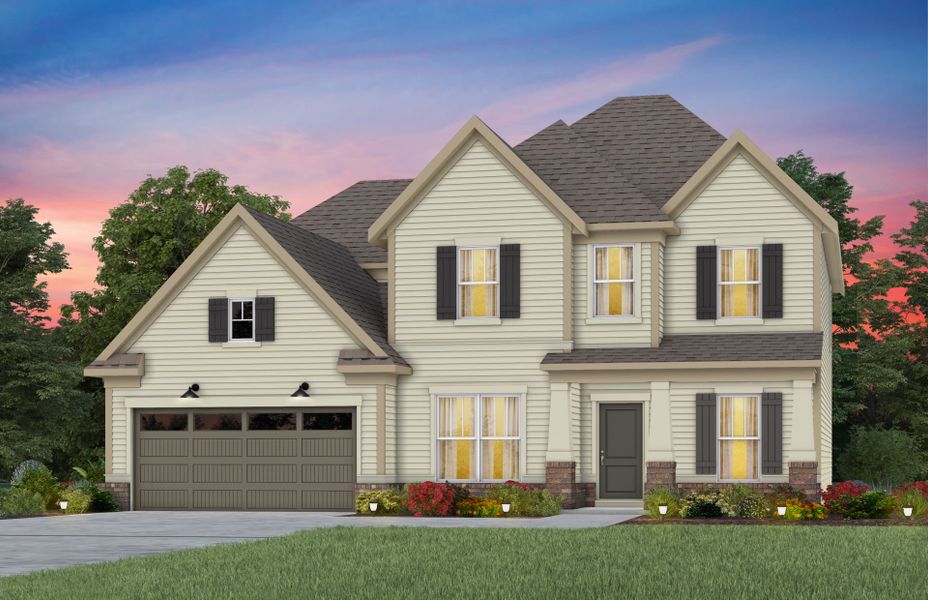 Front exterior of a new home in Kinsdale, Lancaster, SC, highlighting curb appeal (Image 32). Front exterior of a new home in Kinsdale, Lancaster, SC, highlighting curb appeal (Image 32).