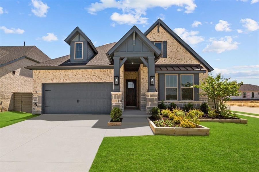 Front exterior of a new home in Treeline, Justin, TX, highlighting curb appeal (Image 2).