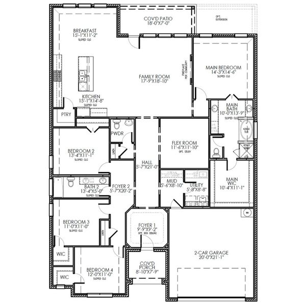2D floor plan layout for the The Stratford by Lillian Custom Homes in Westside Preserve, Midlothian, TX (Image 4).