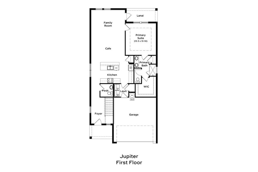 2D floor plan layout for the Jupiter by DRB Homes in Willowbrook North, Winter Haven, FL (Image 3).