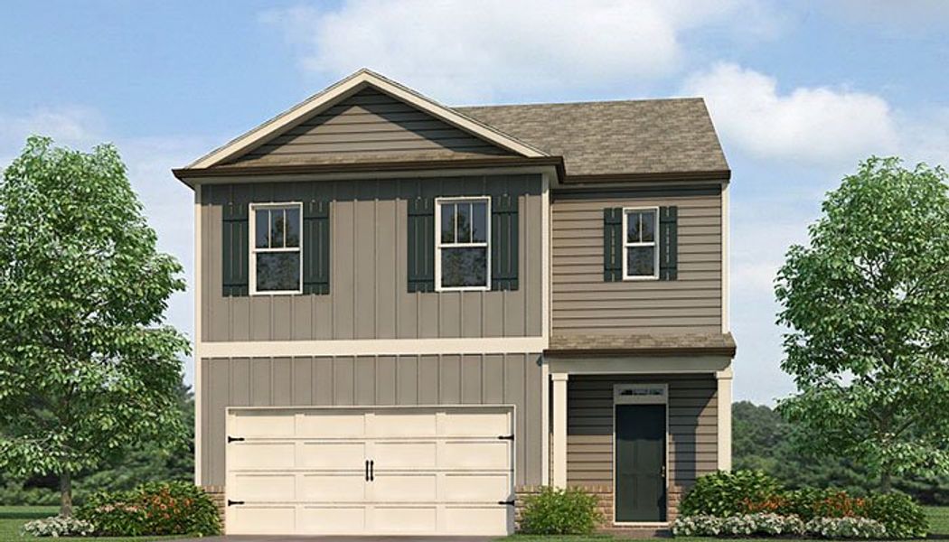 Representative exterior photo of a completed home built from the ROBIE by D.R. Horton in Oconee Overlook, Gainesville, GA (Image 5). Representative exterior photo of a completed home built from the ROBIE by D.R. Horton in Oconee Overlook, Gainesville, GA (Image 5).