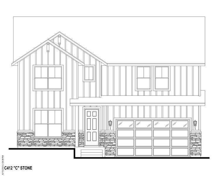 Plan C412 Elevation C w/ Stone