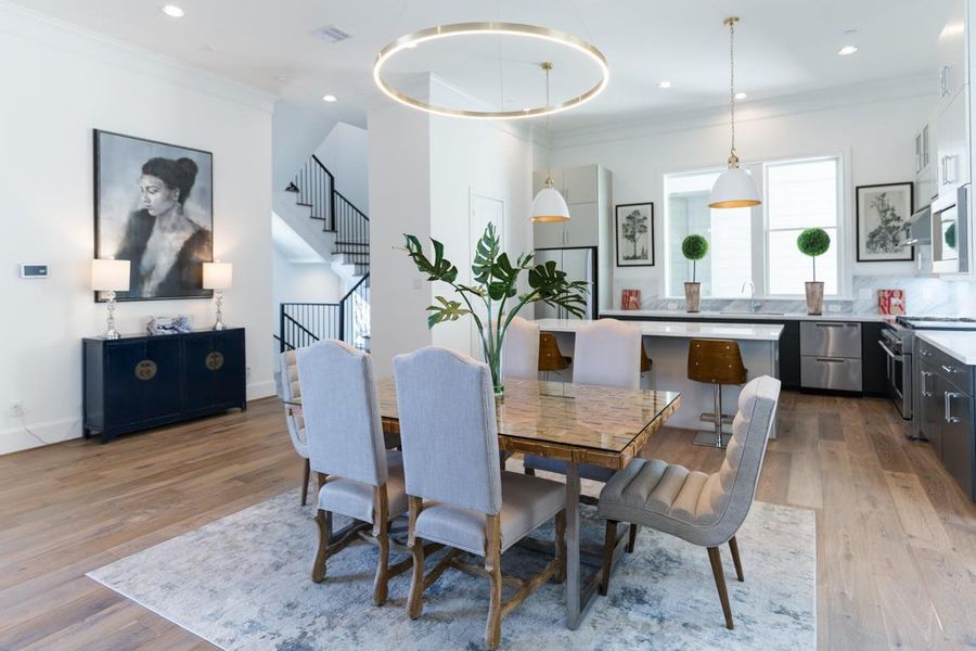 Stylish halo style chandelier.