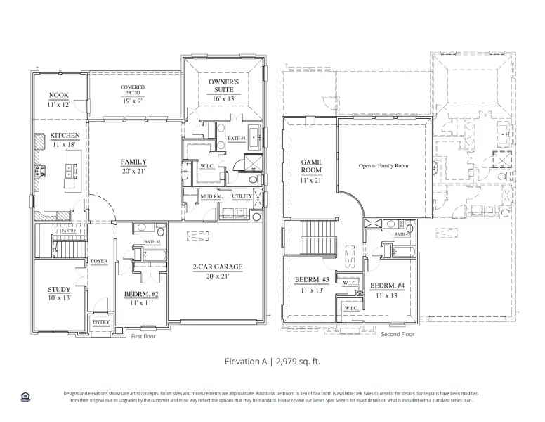 2D floor plan layout of this home in Settlers Glen, New Fairview, TX (Image 5).