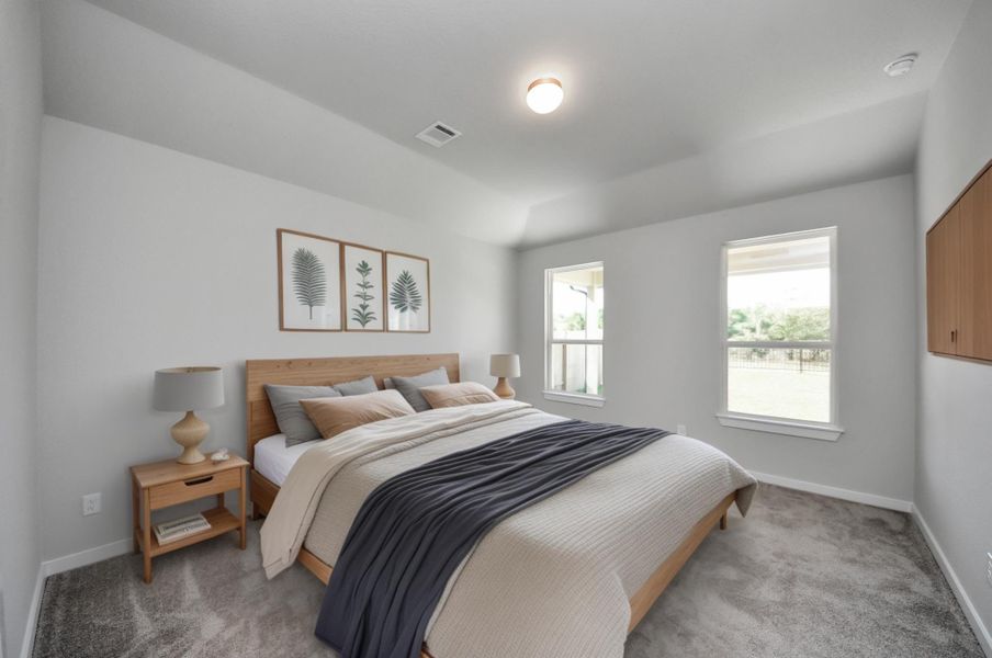 Virtually Staged - Primary Bedroom. Sample photo of completed home with similar floor plan. Actual colors and selections may vary.