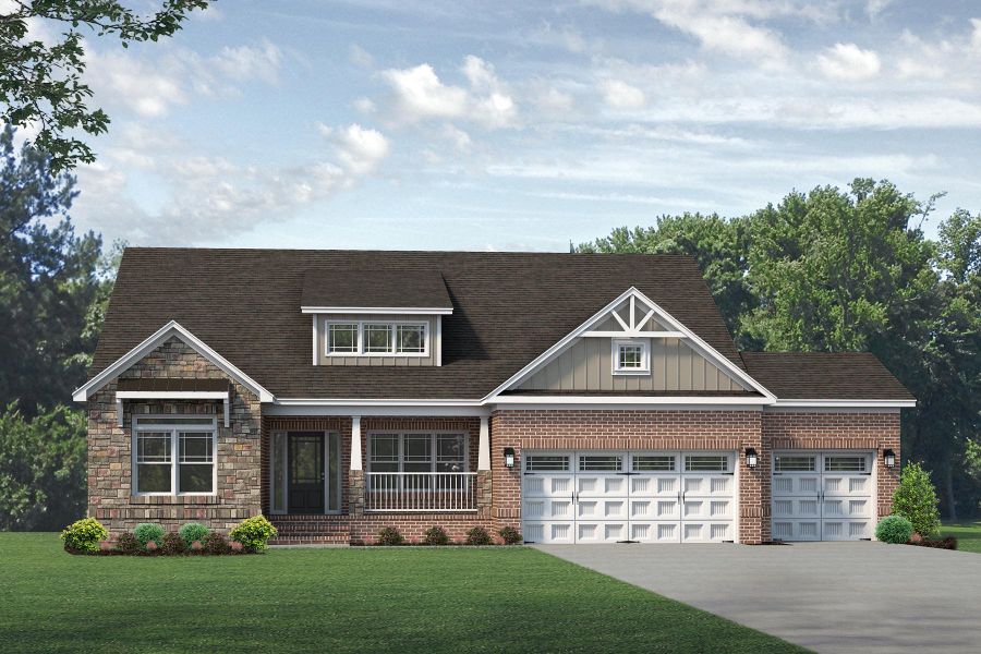 Representative exterior photo of a completed home built from the Cosmopolitan by Keystone Homes NC in Weybridge, Burlington, NC (Image 2). Representative exterior photo of a completed home built from the Cosmopolitan by Keystone Homes NC in Weybridge, Burlington, NC (Image 2).