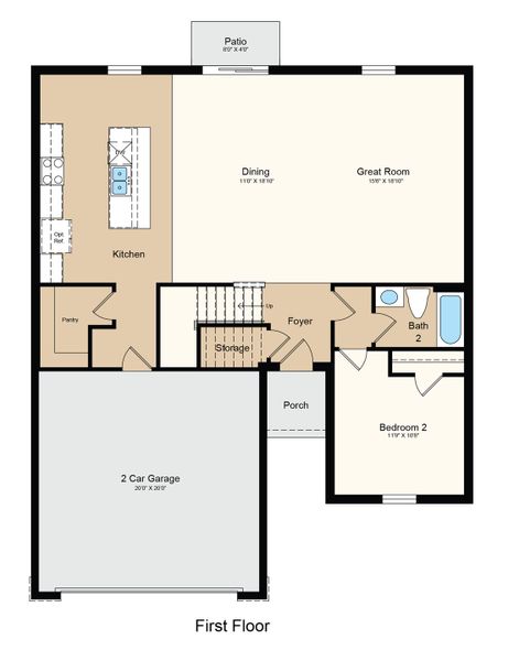 2D floor plan layout of this home in Westview, Kissimmee, FL (Image 3).