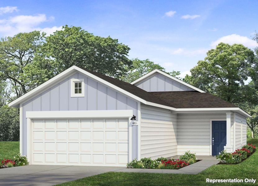 Front exterior of a new home in Cloverleaf, Austin, TX, highlighting curb appeal (Image 20).