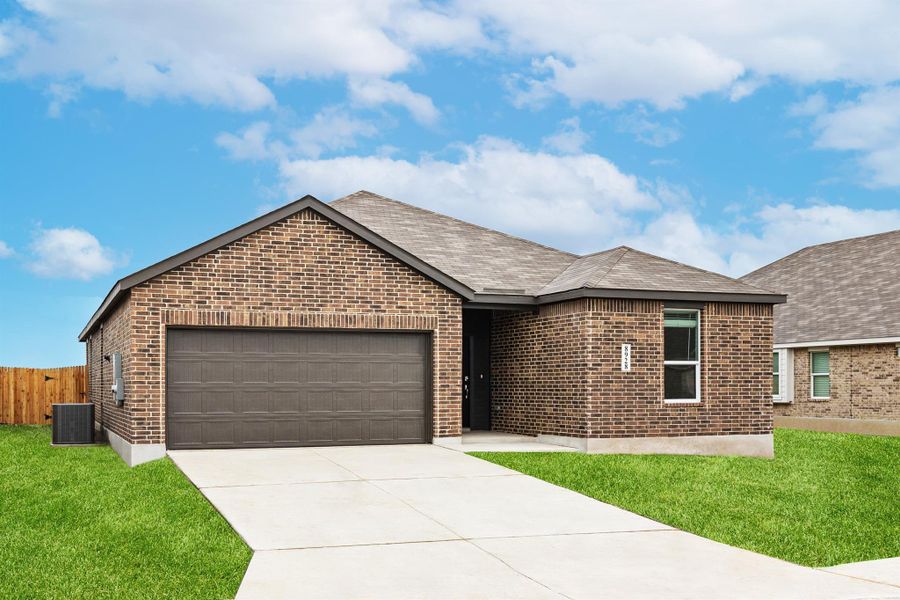 Front exterior of a new home in , Bertram, TX, highlighting curb appeal (Image 25).
