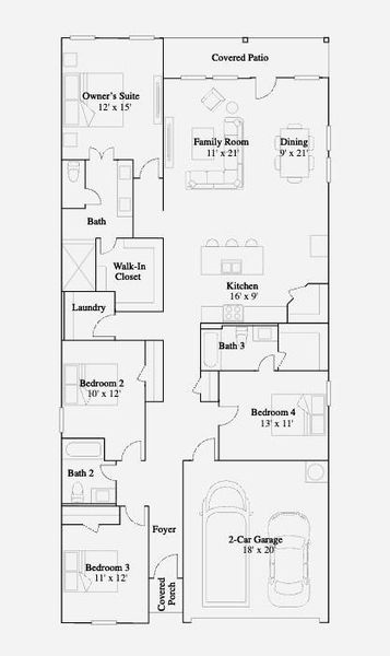 2D floor plan layout of this home in Magnolia Forest, Montgomery, TX (Image 2). 2D floor plan layout of this home in Magnolia Forest, Montgomery, TX (Image 2).