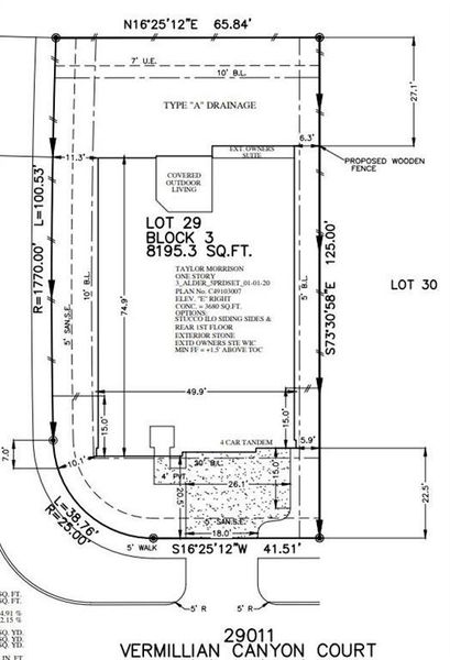 29011 Vermillian Canyon Court preliminary plot plan