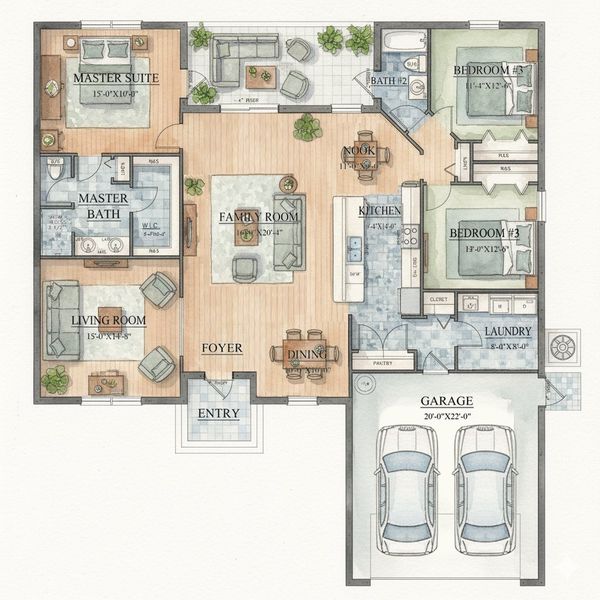 2D floor plan layout for the The Morgan II by Heartland Homes of Florida in Port LaBelle, Port LaBelle, FL (Image 5).