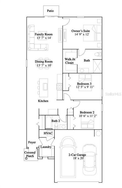 2D floor plan layout of this home in Heath Preserve, Ocala, FL (Image 2).