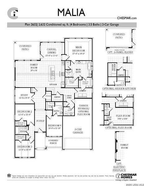 2D floor plan layout of this home in Meyer Ranch, New Braunfels, TX (Image 2).