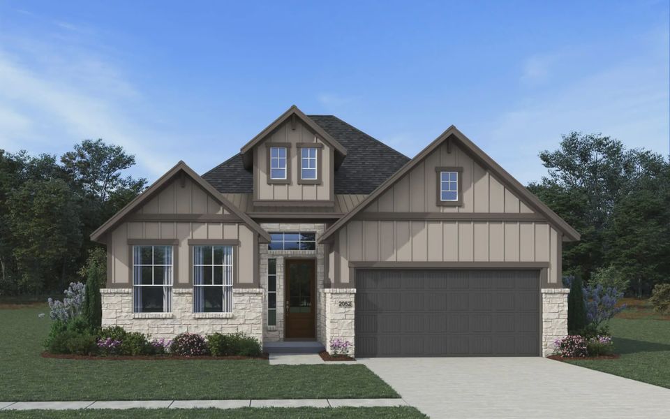 Representative exterior photo of a completed home built from the Summerton by Chesmar Homes in Esperanza 50's, Boerne, TX (Image 10).
