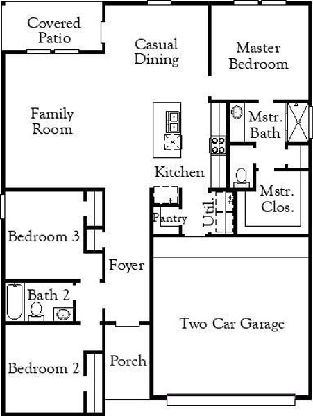 2D floor plan layout of this home in Westridge Cove 40', Conroe, TX (Image 3).