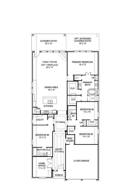 2D floor plan layout of this home in Santa Rita Ranch Tierra Rosa, Liberty Hill, TX (Image 3).