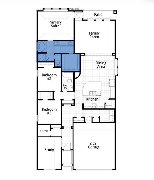 2D floor plan layout for the Rover Plan by Highland Homes in Prominence, San Antonio, TX (Image 5).