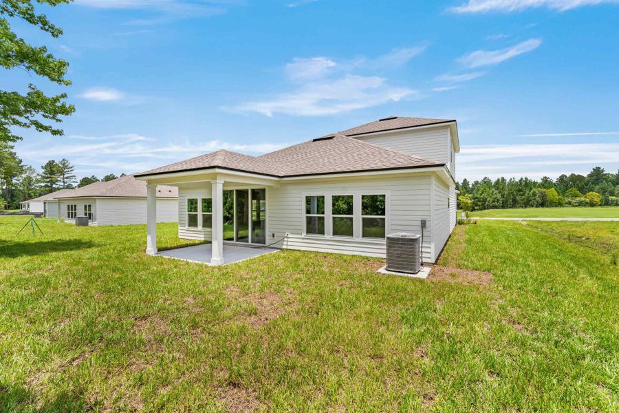 Dogwood Floor Plan Rear Exterior with Covered Patio at NorthShore in Kingsland