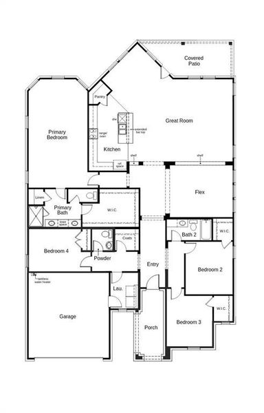 2D floor plan layout of this home in The Preserve Estates, Justin, TX (Image 4).