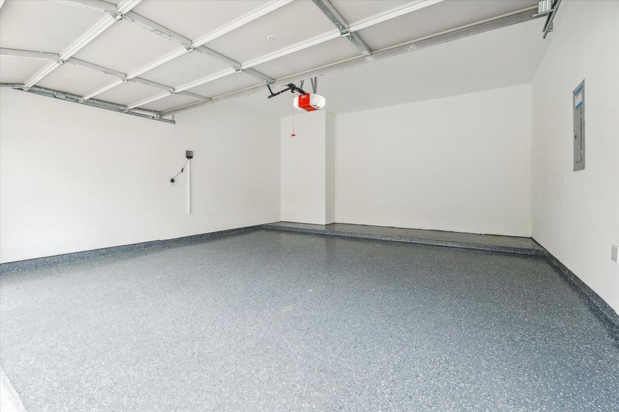 Sleek epoxy floor in garage