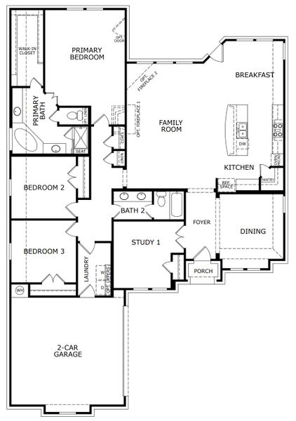 2D floor plan layout for the Concept 2267 by Risewell Homes in Silo Mills, Joshua, TX (Image 3).