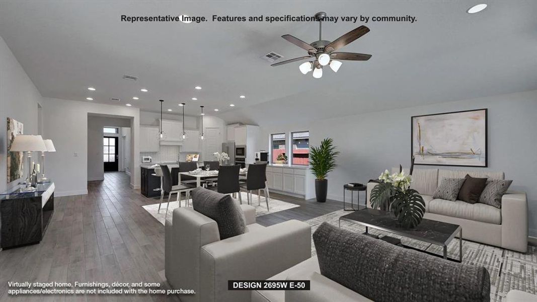 Furnished interior view inside a new home in Walsh Ranch 55', Fort Worth (Image 5). Furnished interior view inside a new home in Walsh Ranch 55', Fort Worth (Image 5).