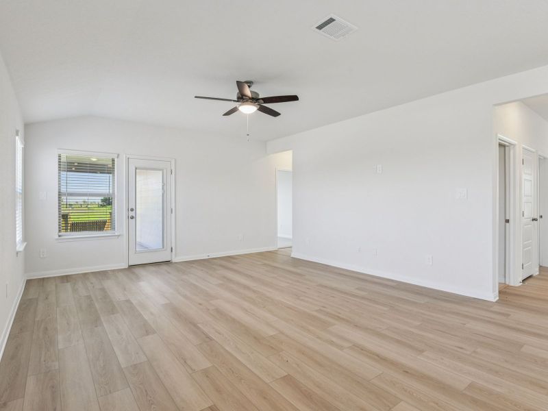 Living room in the Allen floorplan at a Meritage Homes community. Living room in the Allen floorplan at a Meritage Homes community.