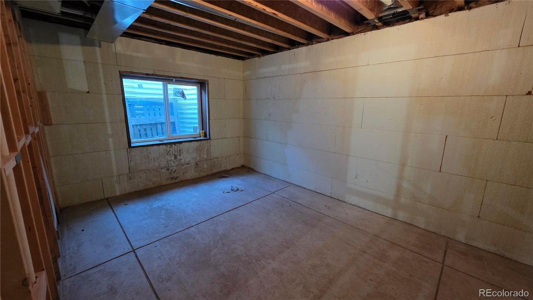 Unfinished basement bedroom Unfinished basement bedroom